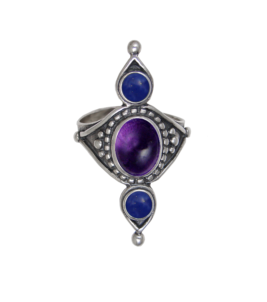 Sterling Silver Royal Ring With Amethyst Size 10